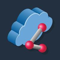 enlace de nube - ilustración 3d isométrica. vector