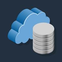 Cloud Database - Isometric 3d illustration. vector