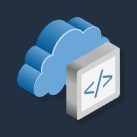 Cloud Coding - Isometric 3d illustration. vector