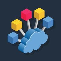 Cloud Network - Isometric 3d illustration. vector