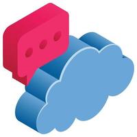 Cloud Message - Isometric 3d illustration. vector