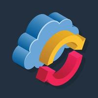 Cloud Sync - Isometric 3d illustration. vector