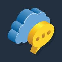 Cloud Message - Isometric 3d illustration. vector