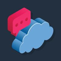 Cloud Message - Isometric 3d illustration. vector