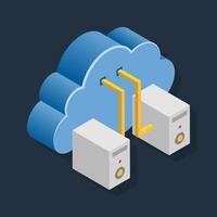 Cloud Server Connection - Isometric 3d illustration. vector