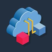 Cloud Network - Isometric 3d illustration. vector