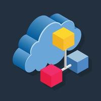 Cloud Network - Isometric 3d illustration. vector