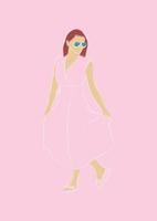 Pink dress girl poster 1 vector