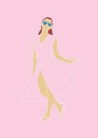 Pink dress girl poster 2 vector