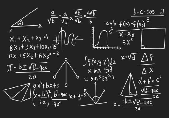 Vector realistic math chalkboard background illustration