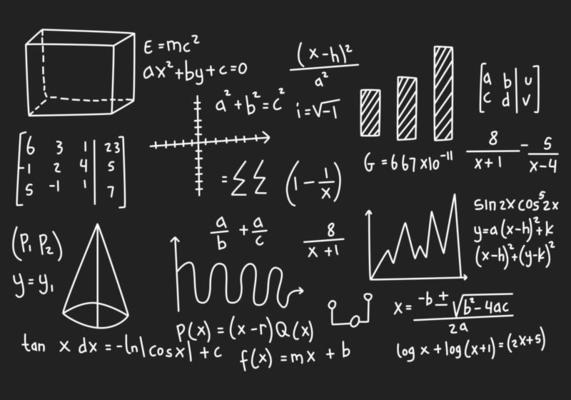 Vector realistic math chalkboard background illustration