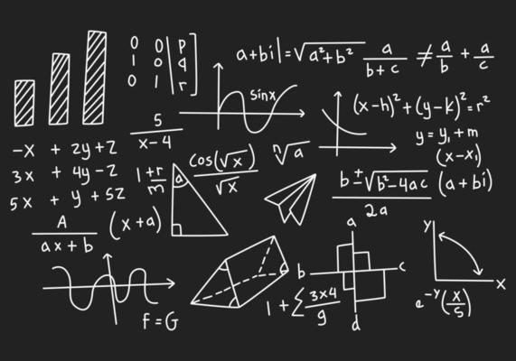 Vector realistic math chalkboard background illustration