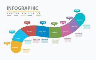 plantilla infográfica para negocios. Diagrama de línea de tiempo moderno de 8 pasos con concepto de camino en espiral, infografía vectorial de presentación. vector