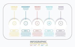 plantilla infográfica para negocios. Diagrama de línea de tiempo moderno de 5 pasos con flechas de progreso, infografía vectorial de presentación. vector