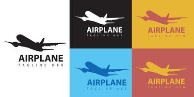 vector de logotipo de avión simple con fondo de varios colores
