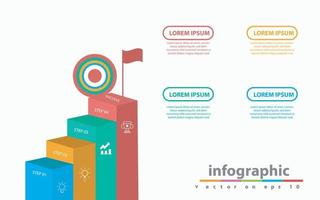 Infographic template for business. 4 Steps Modern Stair diagram with arrow and topics, presentation vector infographic.