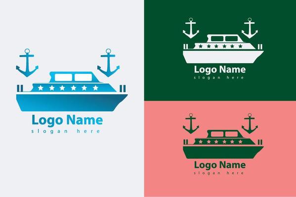 MINIMALIST PASSENGER SHIP LOGO VECTOR WITH VARIOUS COLOR TEMPLATE