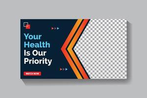 Medical healthcare video thumbnail and web banner template design vector