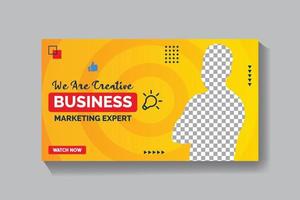 Business marketing video thumbnail and web banner template design vector