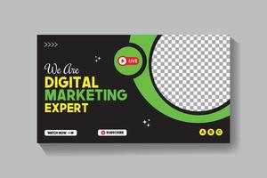 diseño de plantilla de banner web y miniatura de video experto en marketing digital vector