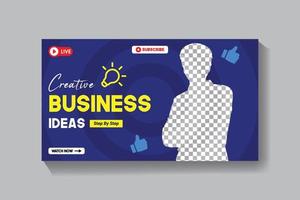 miniatura de video de ideas de negocios creativas y diseño de plantilla de banner web vector