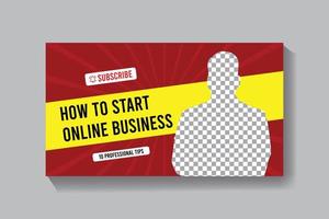 Online business ideas video thumbnail and web banner template design vector