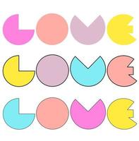 Love concept alphabets set valentine day in cute colorful geographic style vector