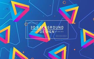 Abstract modern 3d triangle geometric with colorful background vector