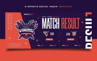 plantilla de banner de juego de deportes electrónicos de resultado de coincidencia para volante de redes sociales con logotipo vector