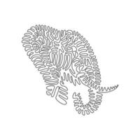 Continuous one curve line drawing of elephant face abstract art in circle. Single line editable stroke vector illustration of friendly domestic animal for logo, wall decor and poster print decoration