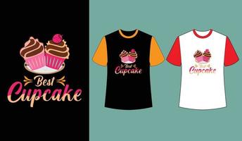 mejor diseño de camiseta de ilustración de vector de cupcake