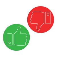 Thumbs up and thumbs down icon. Like and dislike line sign. Disagree with agree outline symbol. Arm gesture. Isolated on white background vector