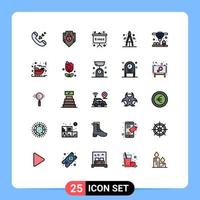 conjunto de 25 iconos modernos de la interfaz de usuario signos de símbolos para la placa de impresión de sinterización láser elementos de diseño vectorial editables de la brújula científica vector