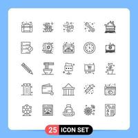 25 User Interface Line Pack of modern Signs and Symbols of learning school cut library service Editable Vector Design Elements