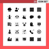 Group of 25 Solid Glyphs Signs and Symbols for webpage browser overview power eco Editable Vector Design Elements