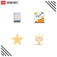 4 iconos planos universales establecidos para aplicaciones web y móviles corán marketing ramadhan finanzas cara elementos de diseño vectorial editables vector