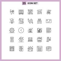User Interface Pack of 25 Basic Lines of vehicle service euro public drive Editable Vector Design Elements