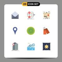 9 Universal Flat Color Signs Symbols of cucumber map value location information Editable Vector Design Elements