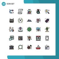 25 User Interface Filled line Flat Color Pack of modern Signs and Symbols of search environment market ecology badge Editable Vector Design Elements