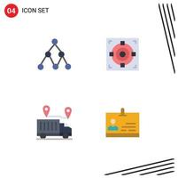 Editable Vector Line Pack of 4 Simple Flat Icons of link transportation target goal valentine Editable Vector Design Elements