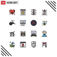 Set of 16 Modern UI Icons Symbols Signs for transportation china note water ocean Editable Creative Vector Design Elements