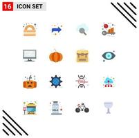 Mobile Interface Flat Color Set of 16 Pictograms of device computer cloud keyword analysis benchmarking Editable Pack of Creative Vector Design Elements