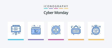 Cyber Monday Blue 5 Icon Pack Including cyber. board. monday. advertise. price. Creative Icons Design vector