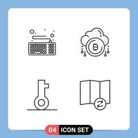 Universal Icon Symbols Group of 4 Modern Filledline Flat Colors of computer key keyboard bit password Editable Vector Design Elements