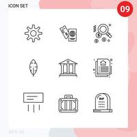 9 Thematic Vector Outlines and Editable Symbols of money deposit dollar bank ink Editable Vector Design Elements