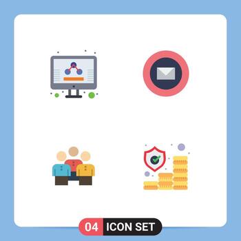 Universal Icon Symbols Group of 4 Modern Flat Icons of business business screen sharp people Editable Vector Design Elements