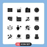 paquete de 16 signos y símbolos de glifos sólidos modernos para medios de impresión web como inversión en línea nuevos elementos de diseño de vectores editables de sincronización de monitores