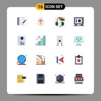 Modern Set of 16 Flat Colors and symbols such as entertaiment safe center money headset Editable Pack of Creative Vector Design Elements