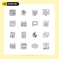 Pack of 16 creative Outlines of school learn quality education level Editable Vector Design Elements