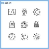 9 Thematic Vector Outlines and Editable Symbols of economy shopping gear shop internet Editable Vector Design Elements